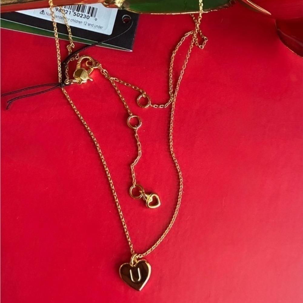 Kate Spade Necklace,Kate Spade Gold Heart Pendant Necklace with letter U